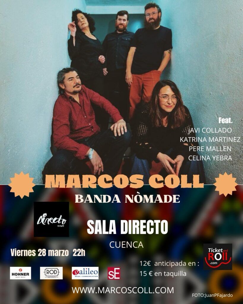 Marcos Coll presenta su trabajo Banda Nómade en concierto el viernes 28 de marzo a las 22h en la Sala Directo de Cuenca.